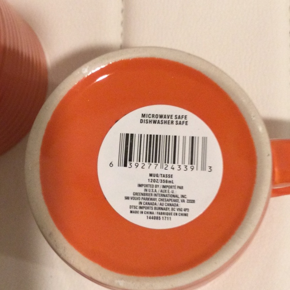 (2) NWT Orange Ceramic Royal Norfolk Mugs Set - Picture 7 of 8